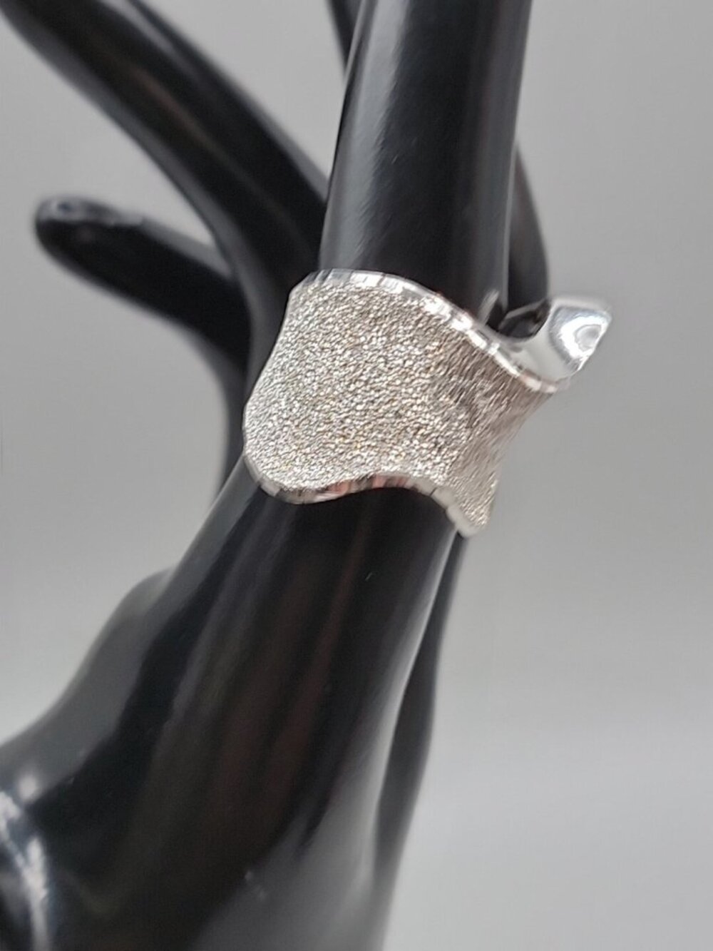 Vintage Sterling Silver Diamond Drizzle Cut Wave Ring Milor Italy Size 6.5 925 - Picture 10 of 16